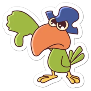 👍 dibujo animado, loro, pulgares abajo, no me gusta, triste, pájaro whatsapp sticker