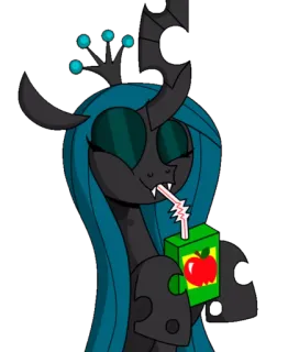 😌 Queen Chrysalis My Little Pony pônei, desenho animado, bebendo, suco, crisálida whatsapp sticker
