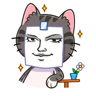 😏 kucing, stiker, hewan, lucu, meme, imut whatsapp sticker