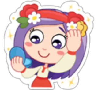 👩 Mädchen, Blumenkranz, Cartoon, süß, Tracht telegram sticker