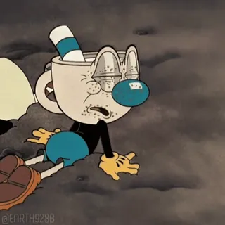 🤮 Cuphead cuphead, dessin animé, personnage, épuisé, fatigué, animation whatsapp sticker