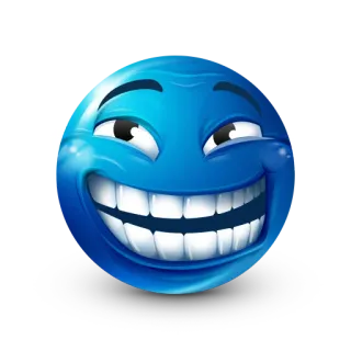 😁 emoji, sonrisa socarrona, divertido, azul, cara whatsapp sticker