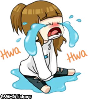 😭 Hwa Hwa crying, sad, tears, anime, girl, hwa telegram sticker