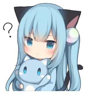 ❓ アニメ, 女の子, 猫, 可愛い, ちび, 質問, ステッカー telegram sticker