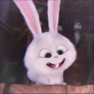 😋 Snowball The Secret Life of Pets bunny, rabbit, animal, cute, cartoon, white, pet whatsapp sticker
