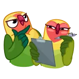 🤔 burung, parkit, berpikir, papan klip, pena, pintar, perencanaan telegram sticker