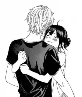 🤍 anime, hug, couple, romance, love, manga telegram sticker