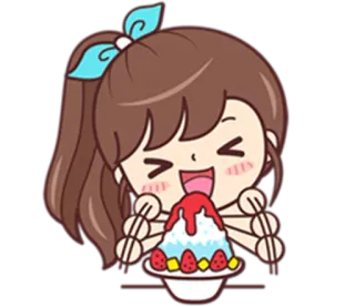 🍨 Dibujos animados, Hielo, Postre, Chica, Comida, Raspado, Lindo telegram sticker