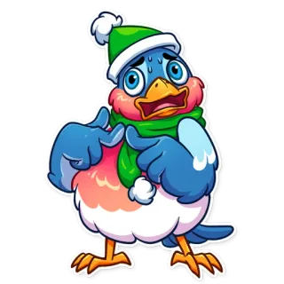 😅 Vogel, Cartoon, Winter, Schal, Mütze, süß, Tier telegram sticker
