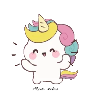 🌈 unicórnio, fofo, kawaii, desenho animado, pastel, fantasia telegram sticker