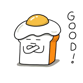 🙆 toast, oeuf, petit déjeuner, dessin animé, nourriture, mignon whatsapp sticker