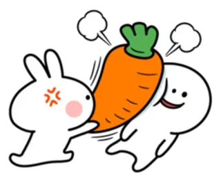 🤕 conejo, zanahoria, dibujos animados, enojado, feliz, lindo, pegatina whatsapp sticker