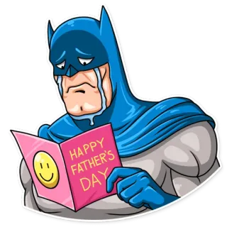 😭 Batman HAPPY FATHER'S DAY Batman, Father's Day, greeting card, sad, DC Comics, superhero telegram sticker
