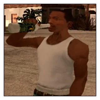 🥛 CJ Grand Theft Auto: San Andreas Видеоигра, Персонаж, Пить, GTA, San Andreas whatsapp sticker