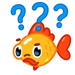 🤔 ryba, znak zapytania, zmieszany, kreskówka telegram sticker