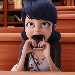 🧿 Marinette Dupain-Cheng Miraculous: Tales of Ladybug & Cat Noir kartun, animasi, wanita, telepon, karakter, Miraculous Ladybug telegram sticker
