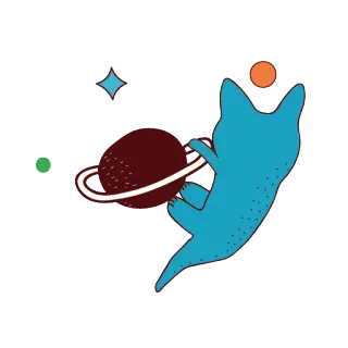 ✨ mèo, hành tinh, vũ trụ, hoạt hình, động vật, dễ thương, hình minh họa telegram sticker