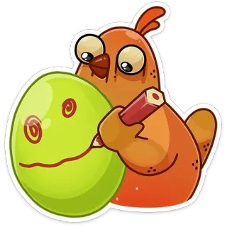 🙂 cartoon, vogel, ei, tekening, grappig, fantasievol telegram sticker