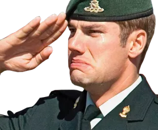 🎖 militaire, uniforme, salut, pleurer, triste, armée, soldat telegram sticker