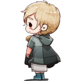 😞 мультфильм, девушка, милый, аниме, чиби, персонаж, блондинка telegram sticker