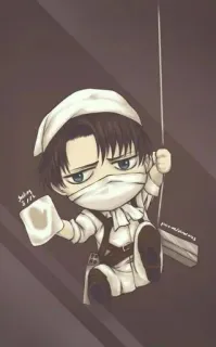 ©️ Levi Ackerman Attack on Titan アニメ, ちび, 掃除, リヴァイ・アッカーマン, 進撃の巨人 whatsapp sticker