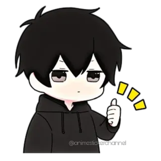 ✌️ anime, cartoon, thumb up, emoji, cute telegram sticker