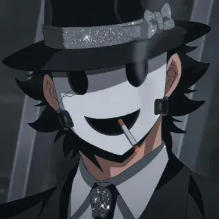 🎭 Аниме, Персонаж, Курение, Маска, Шляпа, Галстук telegram sticker
