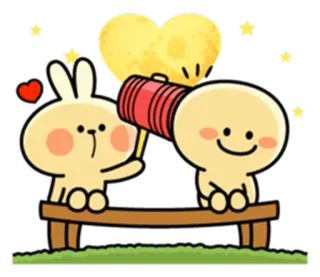 ❤ lindo, conejo, dibujos animados, amor, relación, corazón, romántico, amistad whatsapp sticker