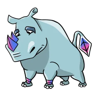 😟 rinoceronte, cartone animato, animale, carino, adesivo whatsapp sticker