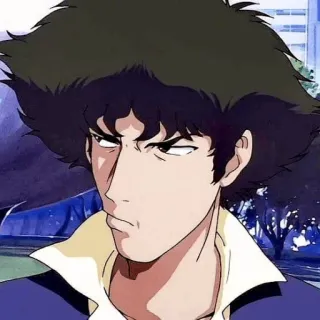 🚀 Spike Spiegel Cowboy Bebop 스파이크 스피겔, 애니메이션, 카우보이 비밥, 스페이스 웨스턴, 현상금 사냥꾼, 캐릭터 초상화 whatsapp sticker