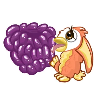 🤤 bird, berry, cartoon, animal, cute, sweet telegram sticker