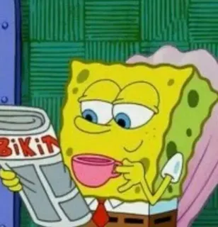 🧽 Spongebob Spongebob Squarepants Bikini Spongebob, Cartoon, Trinken, Lesen, Zeitung whatsapp sticker