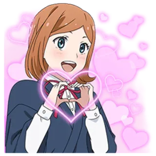 💗 Anime, Meisje, Hart, Liefde, Schattig, Cartoon, Roze telegram sticker