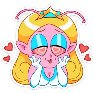 🥰 dibujos animados, amor, corazón, alien, princesa telegram sticker