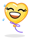 😄 serce, balon, żółty, emoji, kreskówka, miłość, szczęśliwy telegram sticker