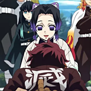 😀 Demon Slayer 滅 애니메이션, 귀멸의 칼날, 코쵸우 시노부, 카마도 탄지로 telegram sticker