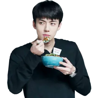 🍝 오세훈만 먹어야지 man, eating, bowl, food, korean whatsapp sticker