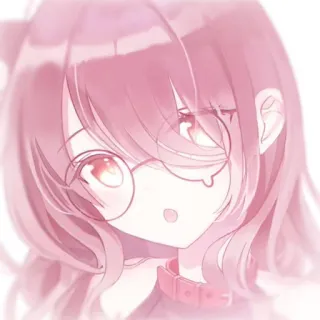 🍓 Ragazza anime, Orecchie da gatto, Occhiali, Rosa, Kawaii, Carino, Arte digitale whatsapp sticker