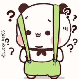 👀 @Lucky_kaif05 Panda, Points d'interrogation, Confus, Dessin animé, Mignon, Personnage telegram sticker