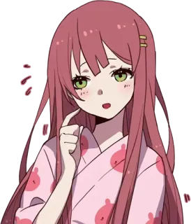 🙂 Anime, Niedlich, Mädchen, Rote Haare, Kawaii, Pinker Kimono whatsapp sticker