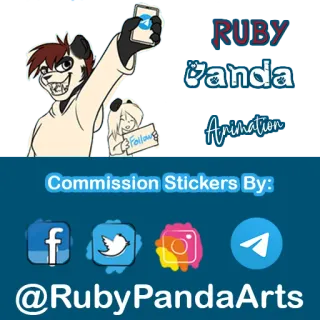 💌 RUBY PANDA Animation Commission Stickers By: @RubyPandaArts furry, artist, commission, stickers, branding, promotion, panda telegram sticker