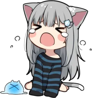 😻 anime, catgirl, crying, kawaii, cute, manga whatsapp sticker