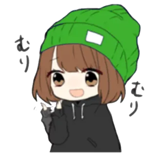 😳 むり Anime cô gái, Phim hoạt hình, Dễ thương, Mũ beanie, Nhật Bản telegram sticker