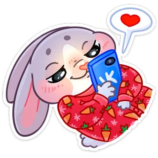❤️ 토끼, 만화, 동물, 귀여운, 하트, 스티커 telegram sticker