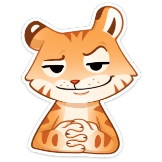 🐅 cat, smug, cartoon, animal, sticker, orange, tiger, expression telegram sticker
