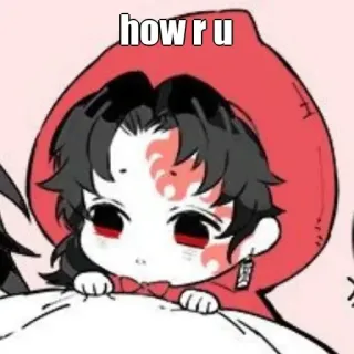 🙂 how r u anime, red, cute, hood, sticker telegram sticker