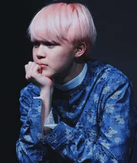 ☁️ Jimin Jimin, K-Pop, BTS, cantor, idol, cabelo rosa, retrato telegram sticker