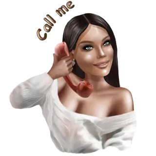📞 Call me mujer, teléfono, llamada, dibujo animado whatsapp sticker