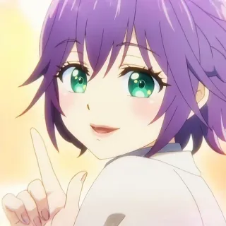 🙂 Anime, Carino, Ragazza, Cartone animato, Capelli viola, Personaggio telegram sticker