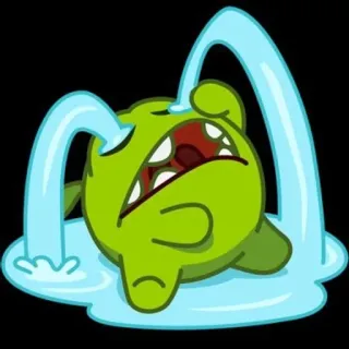 😭 Om Nom Cut the Rope crying, sad, green, monster, cartoon, game telegram sticker